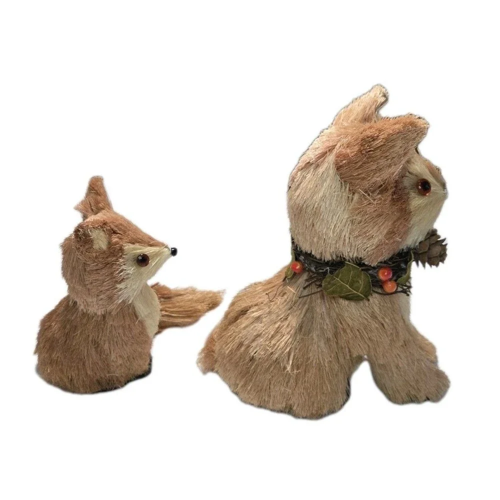 Rustic Brush Fox Farmhouse Figures Set of 2 Autumn Thanksgiving Tabletop Decor - Picture 4 of 13